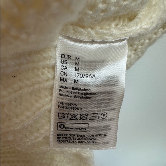 Divided H&M Knit Cropped Sweater Womens Size Medium Cream  Mock Neck Long Sleeve - Picture 7 of 7